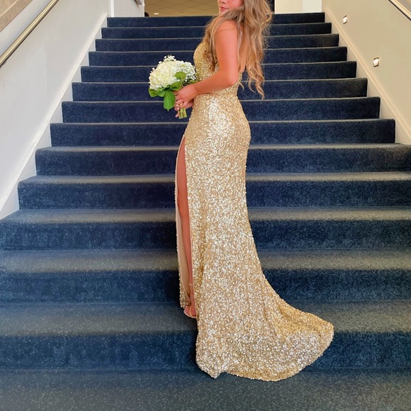 gorgeous gold dresses Gold Sweetheart Beaded Sparkles Court Train Flowers Prom Dresses